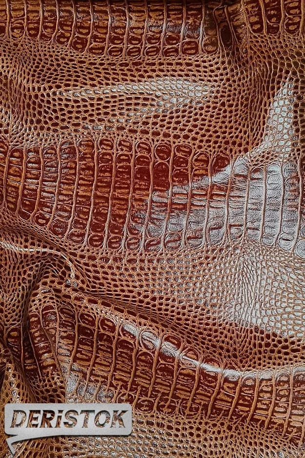 Kroko Desenli Egzotik Deri Kahverengi - 1