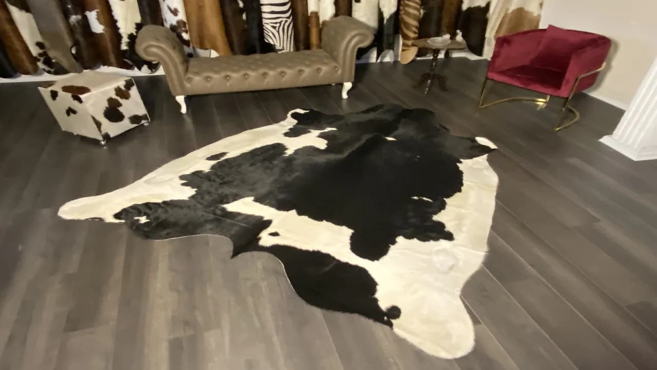 Fiesta Leather Art Hakiki Deri Dana Postu Siyah - Beyaz 215 x 255