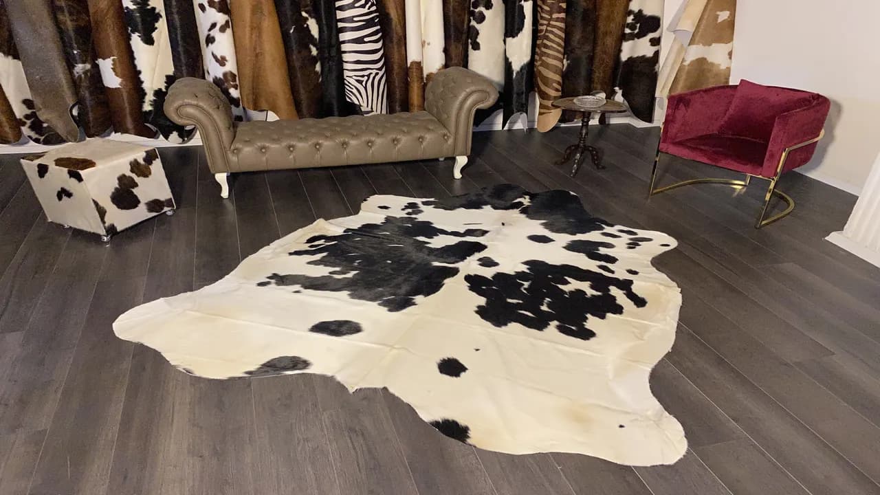 Fiesta Leather Art Hakiki Deri Dana Postu Siyah - Beyaz 200 x 225