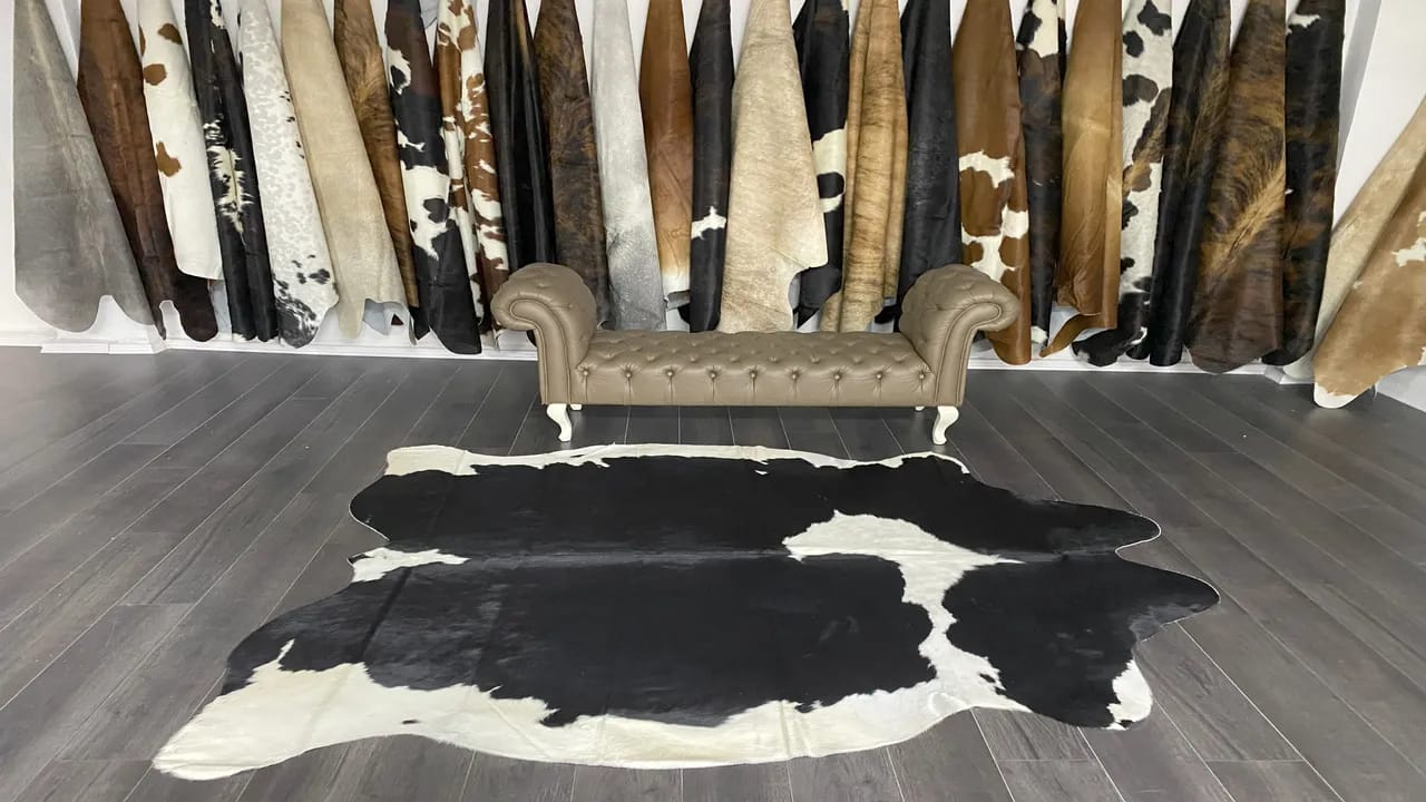 Fiesta Leather Art Hakiki Deri Dana Postu Siyah - Beyaz 190 x 240 - 1